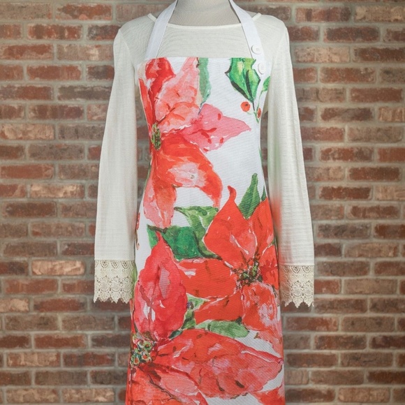 April Cornell Poinsettia Chef Apron O/S NWT - Picture 1 of 2